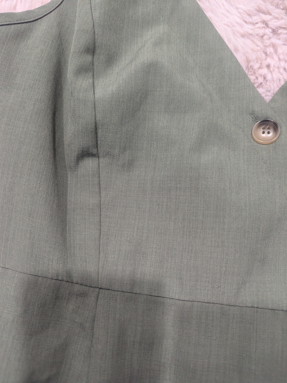 Sleeveless Olive Midi Dress with Button Front - Picture 4 of 5